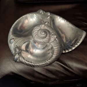 Vintage 1985 Arthur Court Snail Shell Lidded Dish - Cast Aluminum